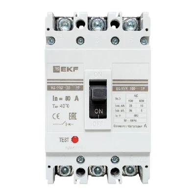 Выключатель автоматический трехполюсный ВА-99М/100 80А 3ф 35кА РЭ800А EKF mccb99-100-80m