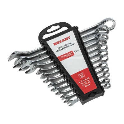 Набор ключей комбинированных (6-14, 17, 19, 22 мм), (упак - 12 шт.), СrV REXANT 12-5842