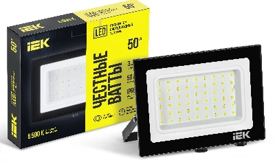 Прожектор СДО 06-50 светодиодный черный IP65 6500K IEK LPDO601-50-65-K02