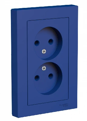 ATLASDESIGN РОЗЕТКА двойная без заземления,16А, в сборе, АКВАМАРИН Systeme Electric ATN001120