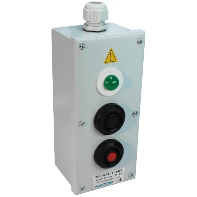 Пост кнопочный ПКУ-15-21.131-54У2 1хСКЛ11 зеленая 220В + 1хКЕ081/2 (1з+1р)черная+1хКЕ081/2(1з+1р) красная Электротехник ET054782