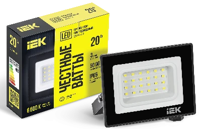 Прожектор СДО 06-20 светодиодный черный IP65 6500K IEK LPDO601-20-65-K02