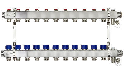 Коллекторная группа SSM-11R set 11 контуров 1' x 3/4' с термостатическими клапанами и кронштейнами Ридан 088U0981R