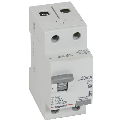 ВДТ RX3 - 2П - 63 А - тип AC - 30 мА - 2 модуля Legrand 402026
