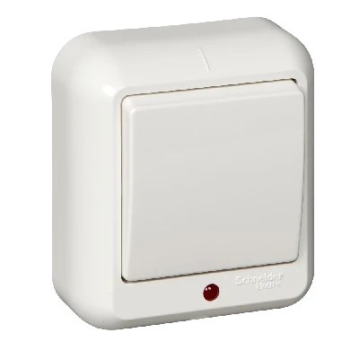 ПРИМА Выключатель одноклавишный наружный 250В 6А белый монтажная пластина Systeme Electric A16-046M-B