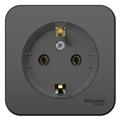 Розетка BLANCA наружная, с заземлением, без шторок, (тонкая), с изолирующей пластиной 16А, 250В, антрацит Systeme Electric BLNRA110116