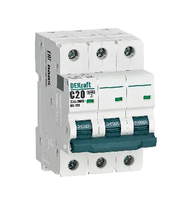 Выключатель автоматический 3P кривая C 20A 10кА ВА-105 Dekraft 13178DEK