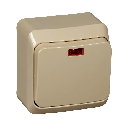 ЭТЮД Выключатель одноклавишный наружный с подсветкой бежевый сх.1 Systeme Electric BA10-005K