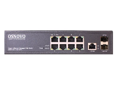 Коммутатор управляемый L2 PoE Gigabit Ethernet на 8 RJ45 PoE + 2 x GE SFP порта SW- 80802/L(150W) OSNOVO SW-80802/L(150W) 00013595