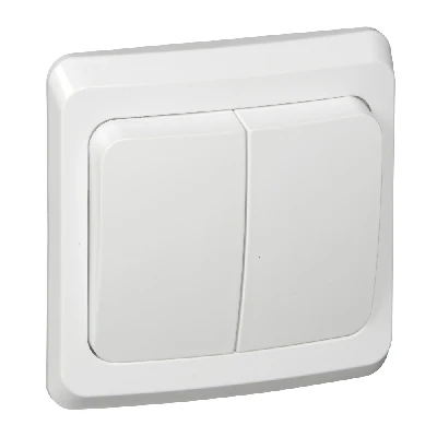 ЭТЮД Выключатель двухклавишный скрытый с подсветкой белый сх.5 Systeme Electric BC10-006B