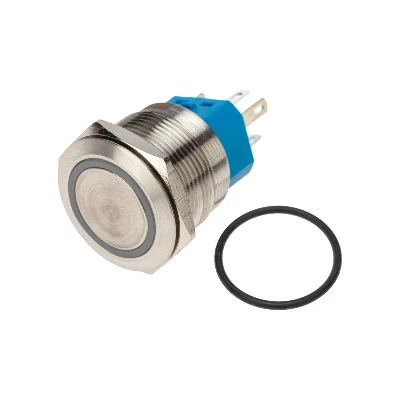 Кнопка антивандальная d22 250В Б/Фикс (6с) (ON)-OFF/(OFF)-ON подсв/зеленая REXANT 36-3533