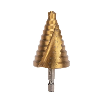 Сверло по металлу ступенчатое 9.0-36.0 мм 110 мм 65 HRC Р6М5 TiN Kranz KR-12-6614