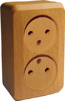 ЭТЮД Розетка двойная наружная без заземления без шторок Бук Systeme Electric PA16-005T