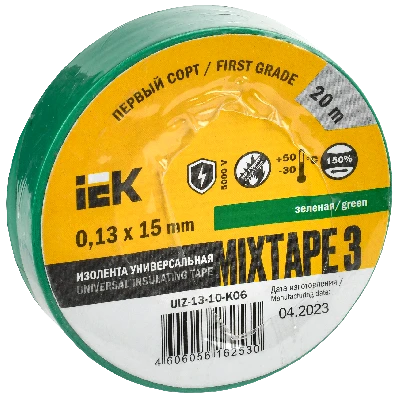 Изолента ПВХ зеленая15мм 20м IEK UIZ-13-10-K06