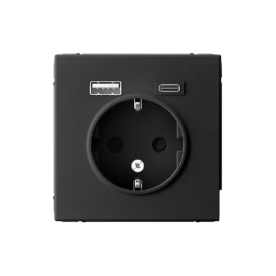 ARTGALLERY розетка 16А с 2 USB A+C, 5В/2,4А/3,0А, 2х5В/1,5А, механизм, карбон Systeme Electric GAL001032