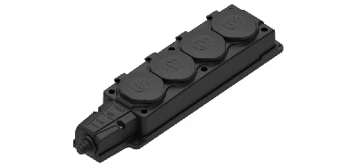 Колодка 4х розетка 2К+З каучуковая 16А/250В IP44 Чёрная MultiSet Systeme Electric MST4104BK