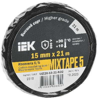 MIXTAPE 5 Изолента Х/Б 15мм 21м IEK UIZ20-15-21-K02