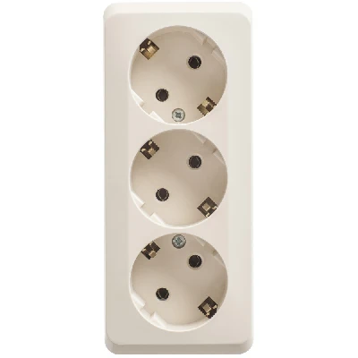 ЭТЮД Розетка тройная наружная с заземлением без шторок 16А 250B кремовый Systeme Electric PA16-011K