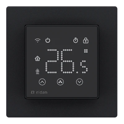 Термостат комнатный сенсорный встраиваемый Rsmart-SB с Wi-Fi подключением черный Ридан 088L1143R