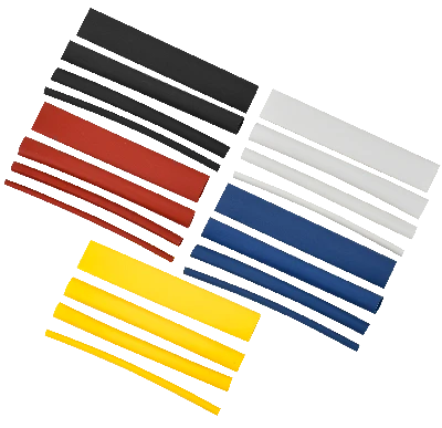 Набор трубок термоусадочных ТТУ 2/1 4/2 6/3 8/4 желтый/синий/красный/черный/белый 20х8см IEK UDRS-D2-D8-10-2