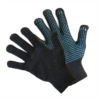 Перчатки хлопчатобумажные с ПВХ черная пряжа 65(60)г МИЛЕН 3039