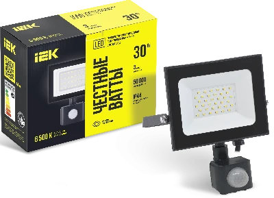 Прожектор СДО 06-30Д светодиодный черный с ДД IP54 6500K IEK LPDO602-30-65-K02