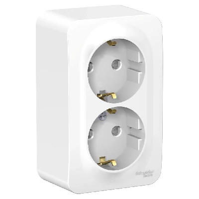 BLANCA  розетка наружная  двойная с заземлением со шторками, 16А, 250В, белый Systeme Electric BLNRA011201