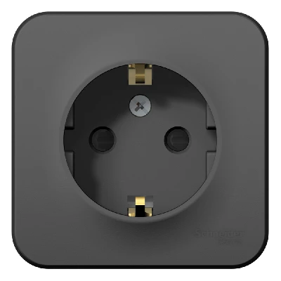 BLANCA Розетка наружная с заземлением со шторками изолированный плоский, 16А, 250В, антрацит Systeme Electric BLNRA011116