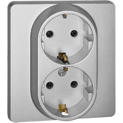 Розетка 2 x 2К+З немецкий стандарт 16 А 250 В~ INSPIRIA алюминий Legrand 673752