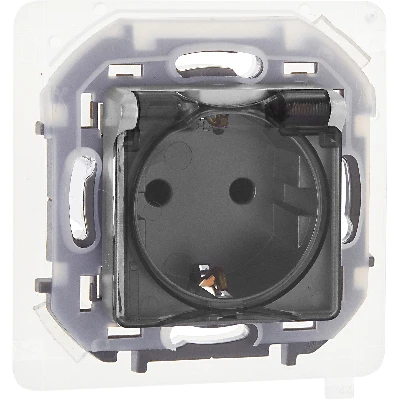 Розетка 2К+З IP 44 с откидной крышкой и шторками немецкий стандарт 16 А 250 В~ INSPIRIA алюминий Legrand 673742