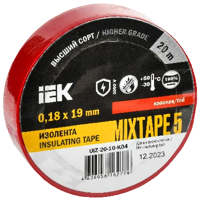 Изолента ПВХ красная 19мм 20м IEK UIZ-20-10-K04
