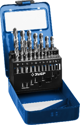 Набор сверл по металлу сталь Р6М5 класс А, ПРОФ-А 19шт(1-10мм) ЗУБР 29625-H19