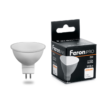 Лампа светодиодная LED 8вт 230в GU5.3 теплый Feron.PRO FERON LB-1608 38089