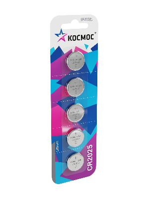 Батарейка CR2025 3V Lithium 5BL Космос KOC20255BL