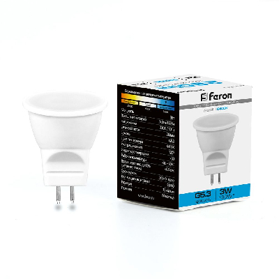 Лампа светодиодная LED 3вт 230в G5.3 MR11 дневной FERON LB-271 6LED 25553