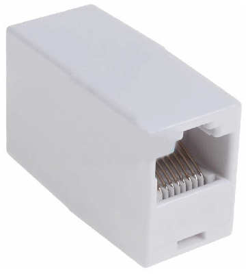 Адаптер проходной TERACOM Cat.5E неэкранированный RJ45-RJ45 белый EKF TRC-INLC-2RJ45-5EUTP-WH