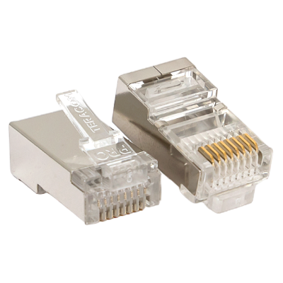 Коннектор RJ-45 TERACOM PRO экранированный 8P8C 30мкд Cat.5E универсальный (1 упак. - 20шт.) EKF TRP-PLUG-5EFTP-20