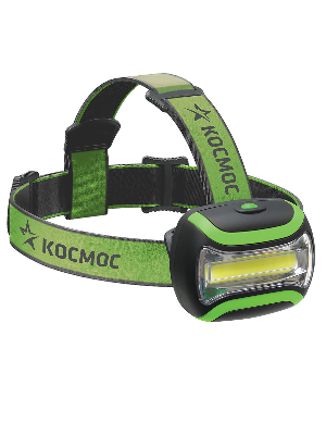 Фонарь налобный, 3W COB LED, 3 батарейки АА, 180Лм Космос KOC-H3WCOBLED