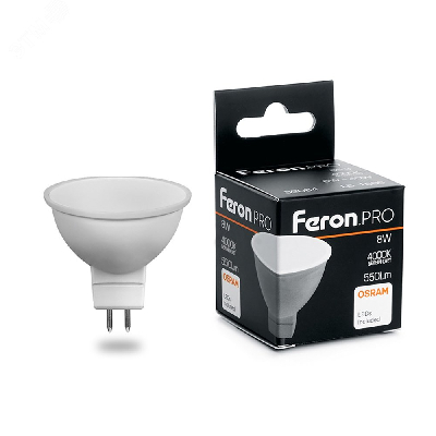 Лампа светодиодная LED 8вт 230в GU5.3 белый Feron.PRO FERON LB-1608 38090