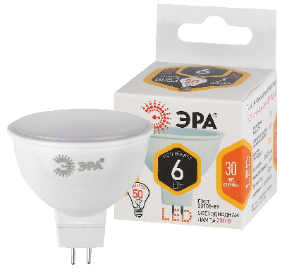 Лампа светодиодная LED MR16-6W-827-GU5.3 (диод, софит, 6Вт, тепл, GU5.3) , (10/100/4000)