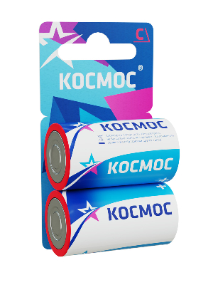 Батарейка  R14 (С) 1.5V Zinc carbon 2BL Космос KOCR142BL