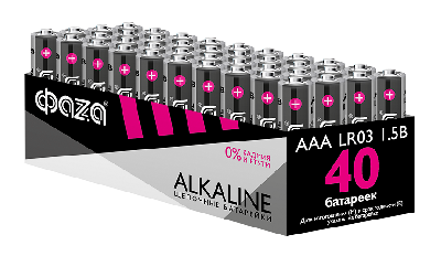 Элементы питания алкалиновые LR03  (AAA) ФАZА Alkaline (40 шт. в упаковке) JazzWay LR03A-P40