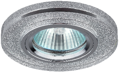 Светильник декор стекло круглое MR16,12V/220V, 50W, хром/серебряный блеск DK7 CH/SHSL