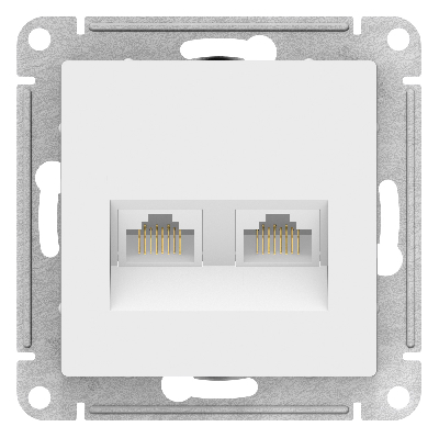 ATLASDESIGN РОЗЕТКА двойная компьютерная RJ45+RJ45, кат.5Е, механизм, ЛОТОС Systeme Electric ATN001385