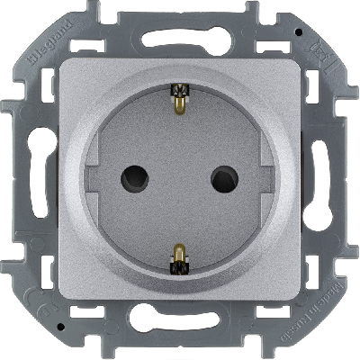 Розетка 2К+З со шторками немецкий стандарт 16 А 250 В~ INSPIRIA алюминий Legrand 673732