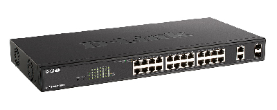 Коммутатор настраиваемый L2 PoE 26 портов, 24хPoE 10/100/1000 Мб/с, 2хRJ45/SFP+, 370 Вт D-Link DGS-1100-26MPV2/A3A 142538