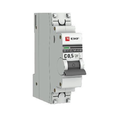 Выключатель автоматический однополюсный 0.5А С ВА47-63 4.5кА PROxima EKF mcb4763-1-0.5C-pro