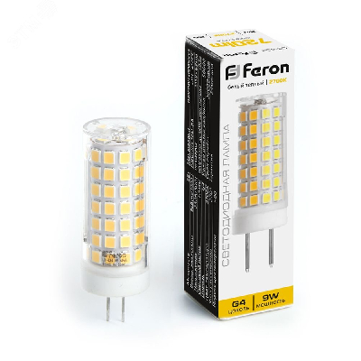 Лампа светодиодная LED 9вт 230в G4 теплый капсульная FERON LB-434 38143