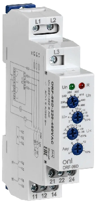 Реле фаз ORF-06D 3ф. 2 конт. 220-460В AC ONI ORF-06D-220-460VAC