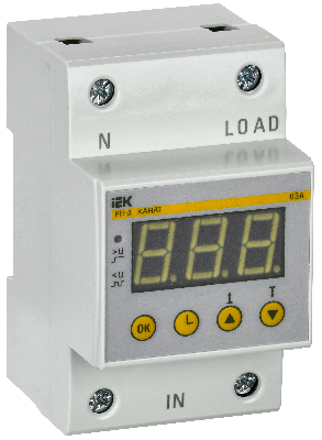 Реле напряжения РН-д 1-ф. 54мм 63А IEK IVR31-1-63